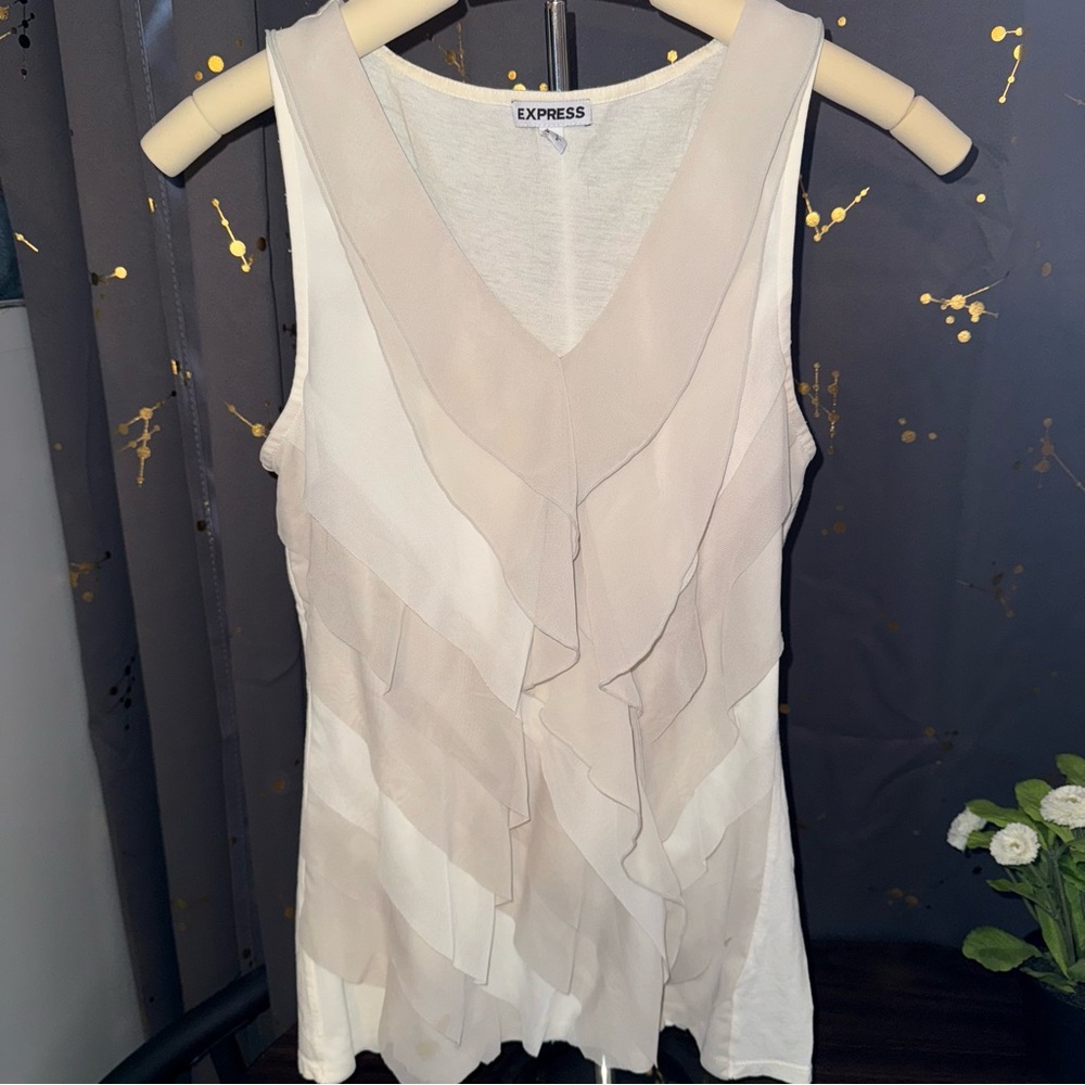 Express Tan/Cream Flowy Blouse Tank Top
